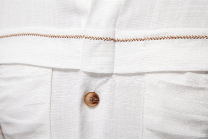 Men’s Long Sleeve Linen Western Pocket Stitch Shirts
